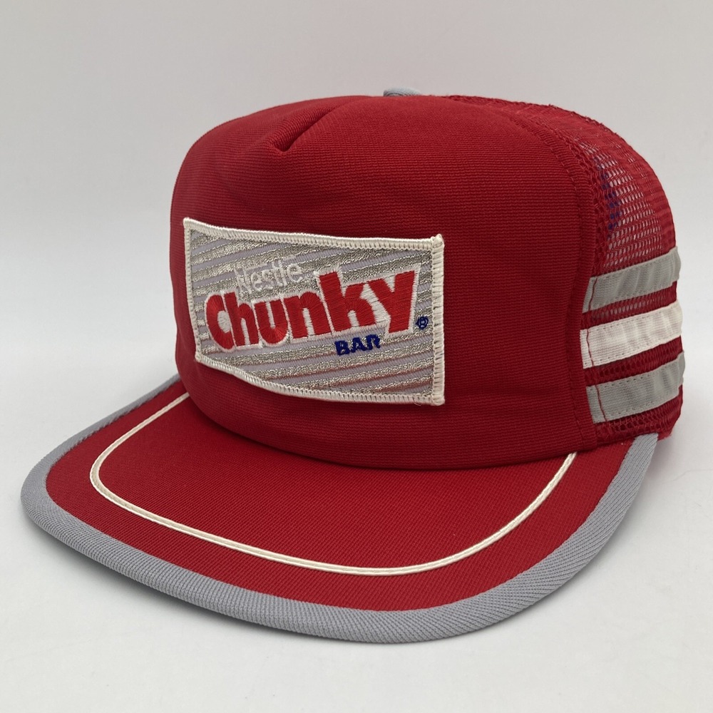Vintage Nestleβ Chunky Bar Snapback Trucker Hat 3 Three Stripes USA